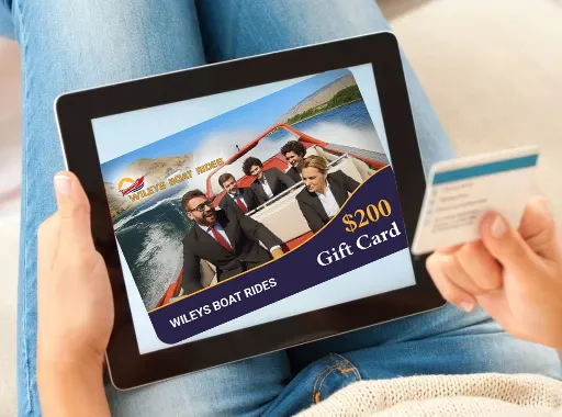 Digital gift card on tablet