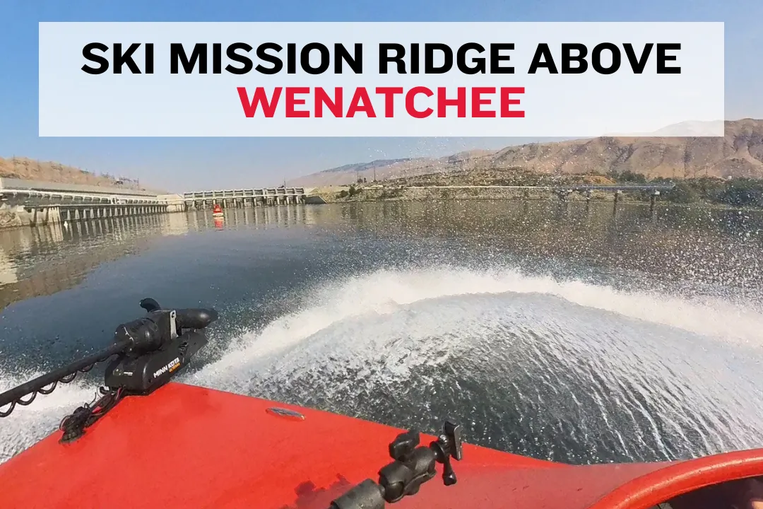 Skier descending a sunlit run at Mission Ridge Ski & Snowboard Resort near Wenatchee.