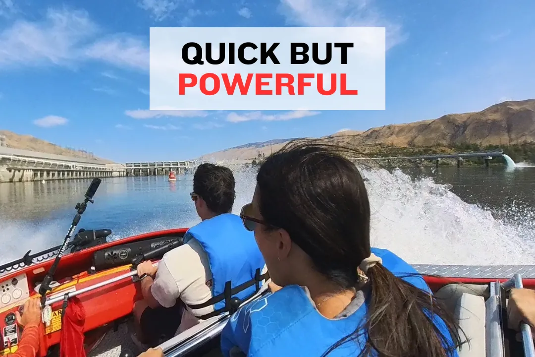 6 mile boat ride Wenatchee with fast spins scenic Columbia River views and quick spring adventure