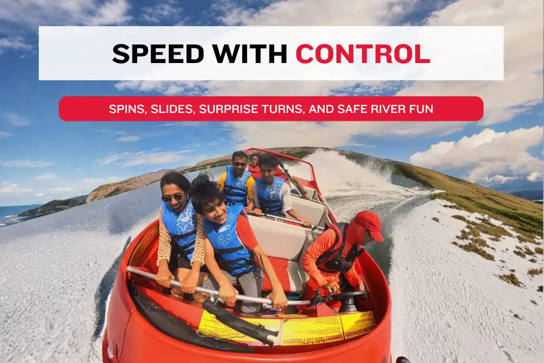 Columbia River jet boat ride with controlled speed fast spins and family-friendly excitement