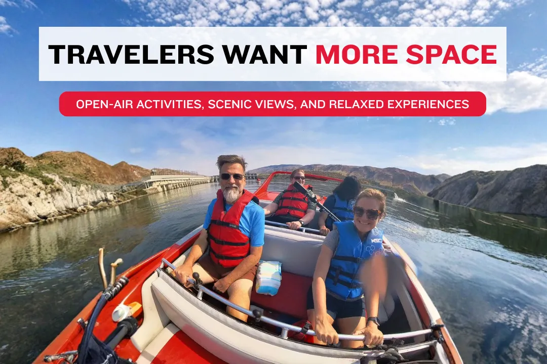 less crowded outdoor travel experience with scenic river views and open space