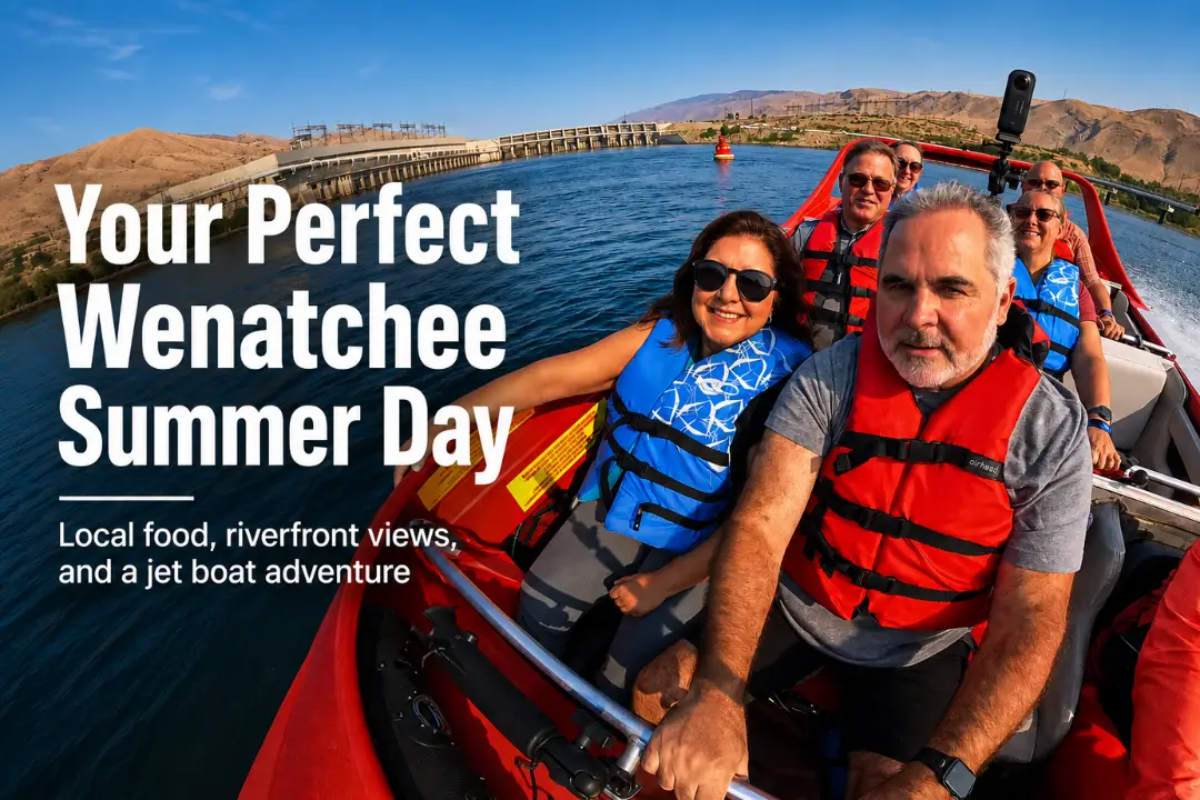 Beat the July Heat: Why Wiley’s Boat Rides Are the Coolest Way to Experience Wenatchee 3 July Wenatchee itinerary featuring Wiley’s Boat Rides, Pybus Public Market, and Columbia River activities
