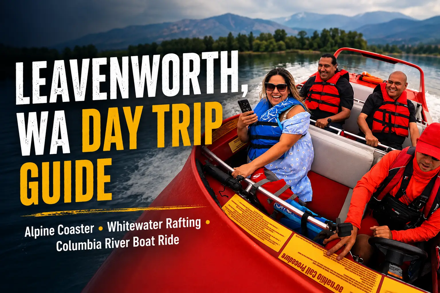 Leavenworth WA day trip guide with alpine coaster whitewater rafting family activities and Columbia River boat ride in Wenatchee